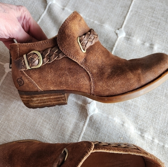Born Womens Sylvia Ankle Bootie Brown Distressed sz 6 Leather Upper Cowgirl Boho - Picture 6 of 13